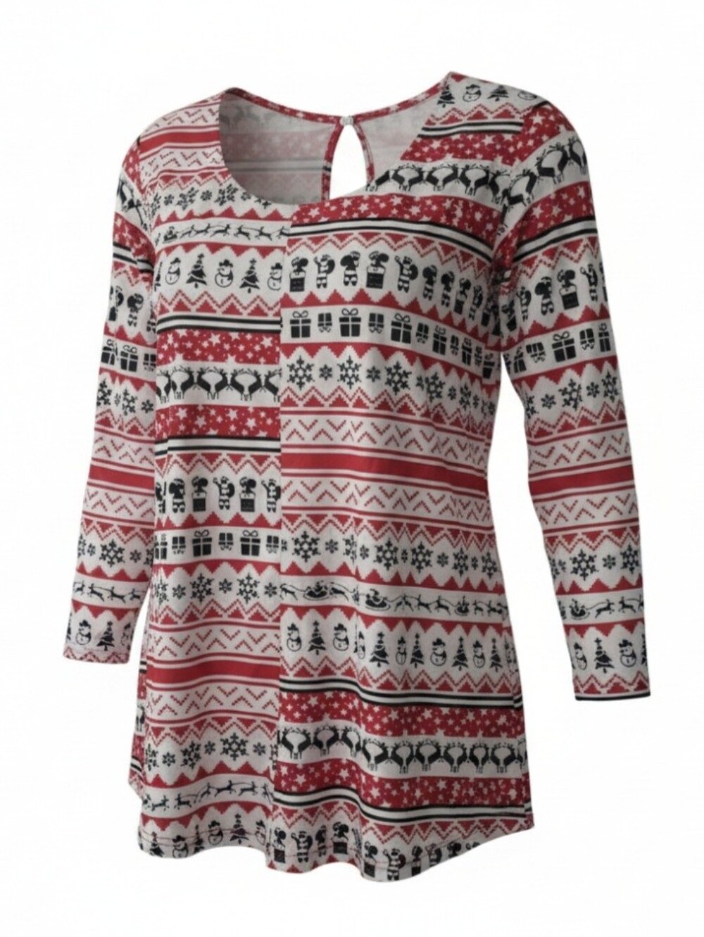 Women’s Red and White Holiday Print One Piece Short Pajamas